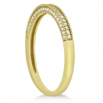 Micro Pave Milgrain Edge Diamond Wedding Ring 14k Yellow Gold (0.18ct)