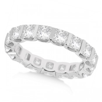 Bar-Set Princess Cut Diamond Eternity Ring Band 18k White Gold (1.15ct) Size 7.75