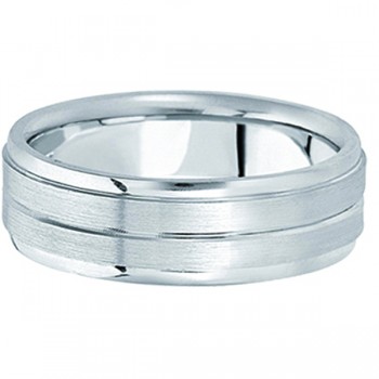Carved Wedding Band in Palladium For Men (7mm) Size 11.5