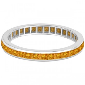 Princess-Cut Citrine Eternity Ring Band 14k White Gold (1.36ct)  SZ8.5