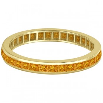 Princess-Cut Citrine Eternity Ring Band 14k Yellow Gold (1.36ct)
