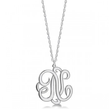 Personalized Single Initial Cursive "B" Monogram Necklace Sterling Silver