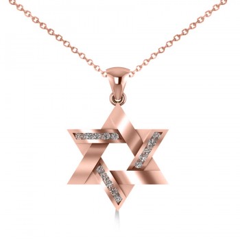 Diamond Star of David Pendant Necklace 14k Rose Gold (0.23ct)