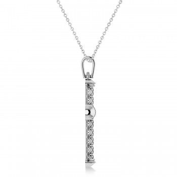 Designer Antique Cross Men's Pendant Necklace 14k White Gold