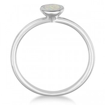Opal Bezel-Set Solitaire Ring in 14k White Gold (0.65ct)