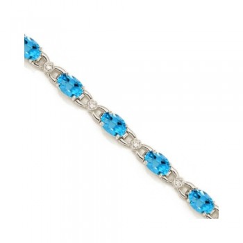 Diamond and Blue Topaz Bracelet 14k White Gold (10.26 ctw)