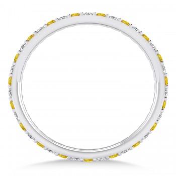 Diamond & Yellow Sapphire Eternity Wedding Band 14k White Gold (0.57ct) SIZE6