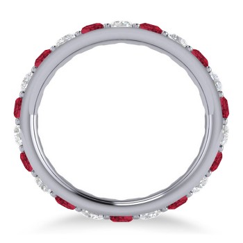 Diamond & Ruby Eternity Wedding Band 14k White Gold (1.76ct) SIZE 6.25