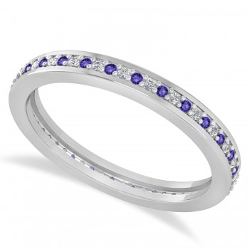 Diamond & Tanzanite Eternity Wedding Band 14k White Gold (0.28ct)