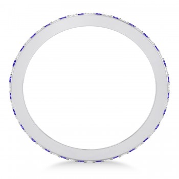 Diamond & Tanzanite Eternity Wedding Band 14k White Gold (0.28ct)