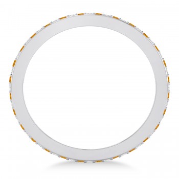 Diamond & Citrine Eternity Wedding Band 14k White Gold (0.59ct)