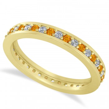 Diamond & Citrine Eternity Wedding Band 14k Yellow Gold (0.59ct)