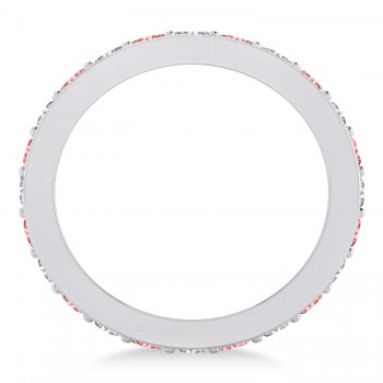 Diamond & Morganite Eternity Wedding Band 14k White Gold (1.44ct) | SIZE 8