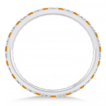 Diamond & Citrine Eternity Wedding Band 14k White Gold (0.57ct)