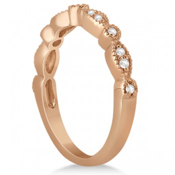 Petite Marquise & Dot Diamond Wedding Band in 18k Rose Gold (0.13ct) Size 4.5