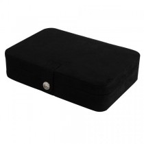 Black Jewelry Box & Ring Case, 24 Sections, Hand Lined, Home or Travel