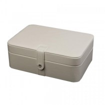 Ivory Faux Leather Jewelry Box, 48 Sections, Inside Mirror Jewel Case