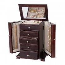 Wooden Jewelry Box, Deep Drawers, Necklace, Ring Storage, Tall Case