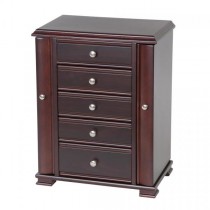 Wooden Jewelry Box, Deep Drawers, Necklace, Ring Storage, Tall Case