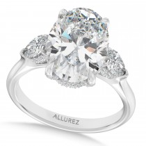 Oval Lab Diamond Engagement Ring 14K White Gold (6.00ct)