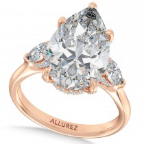 Pear Lab Diamond Engagement Ring 14K Rose Gold (7.00ct)