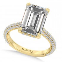 Emerald Lab Diamond Engagement Ring 14K Yellow Gold (2.90ct)