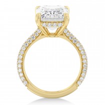 Emerald Lab Diamond Engagement Ring 14K Yellow Gold (2.90ct)