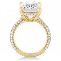 Emerald Lab Diamond Engagement Ring 14K Yellow Gold (6.90ct)