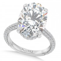 Oval Lab Diamond Engagement Ring 14K White Gold (4.90ct)