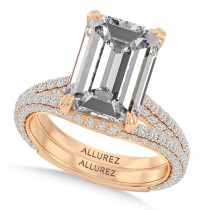 Emerald Lab Diamond Bridal Set 14K Rose Gold (3.77ct)