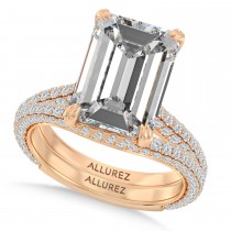 Emerald Lab Diamond Bridal Set 14K Rose Gold (4.77ct)