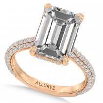 Emerald Lab Diamond Bridal Set 14K Rose Gold (4.77ct)