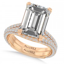 Emerald Lab Diamond Bridal Set 14K Rose Gold (5.77ct)