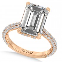 Emerald Lab Diamond Bridal Set 14K Rose Gold (5.77ct)