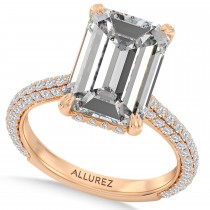 Emerald Lab Diamond Bridal Set 14K Rose Gold (7.77ct)