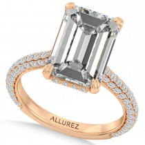 Emerald Lab Diamond Bridal Set 14K Rose Gold (9.77ct)