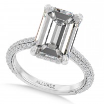 Emerald Lab Diamond Bridal Set 14K White Gold (3.77ct)