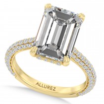 Emerald Lab Diamond Bridal Set 14K Yellow Gold (4.77ct)