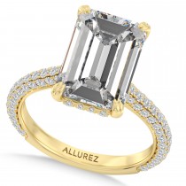 Emerald Lab Diamond Bridal Set 14K Yellow Gold (5.77ct)