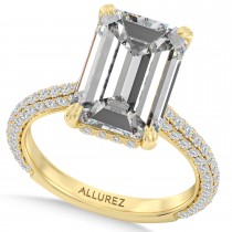 Emerald Lab Diamond Bridal Set 14K Yellow Gold (7.77ct)