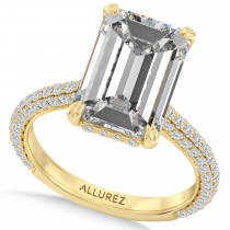 Emerald Lab Diamond Bridal Set 14K Yellow Gold (9.77ct)