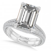 Emerald Lab Diamond Bridal Set Platinum (4.77ct)