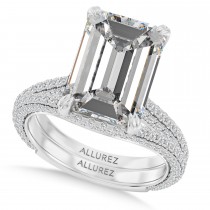 Emerald Lab Diamond Bridal Set Platinum (5.77ct)