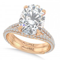 Oval Lab Diamond Bridal Set 14K Rose Gold (3.77ct)