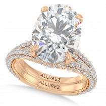 Oval Lab Diamond Bridal Set 14K Rose Gold (5.77ct)