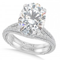Oval Lab Diamond Bridal Set 14K White Gold (4.77ct)
