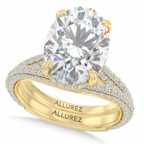 Oval Lab Diamond Bridal Set 14K Yellow Gold (4.77ct)