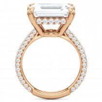 East-West Emerald Lab Diamond Engagement Ring 14K Rose Gold (6.90ct)