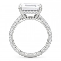 East-West Emerald Lab Diamond Engagement Ring 14K White Gold (3.90ct)