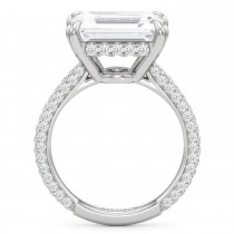 East-West Emerald Lab Diamond Engagement Ring 14K White Gold (4.90ct)